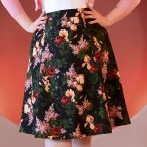 Viva 40s Tulip Skirt in Dark Bella Roses Laura Byrnes Pinup Girl Clothing 4x